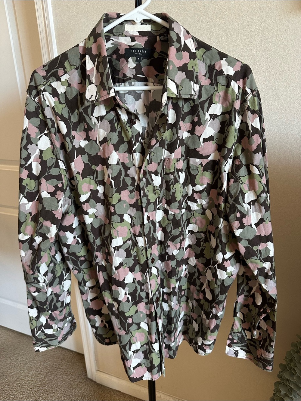 Ted Baker Olive, Pink & White Camouflage Shirt Jacket